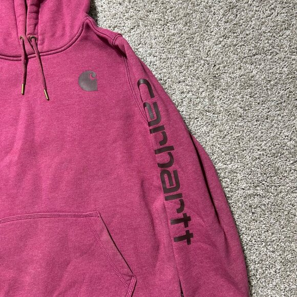 Carhartt Kids Sz 12/14 Relaxed Fit Pink Pullover Hoodie With Logo Graphic - Picture 8 of 8